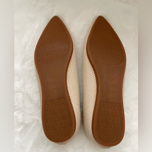 VIVAIA Aria Pointed-Toe Ballet Flats Ivory Water Repellent Womens Size 37.5 - Picture 8 of 9